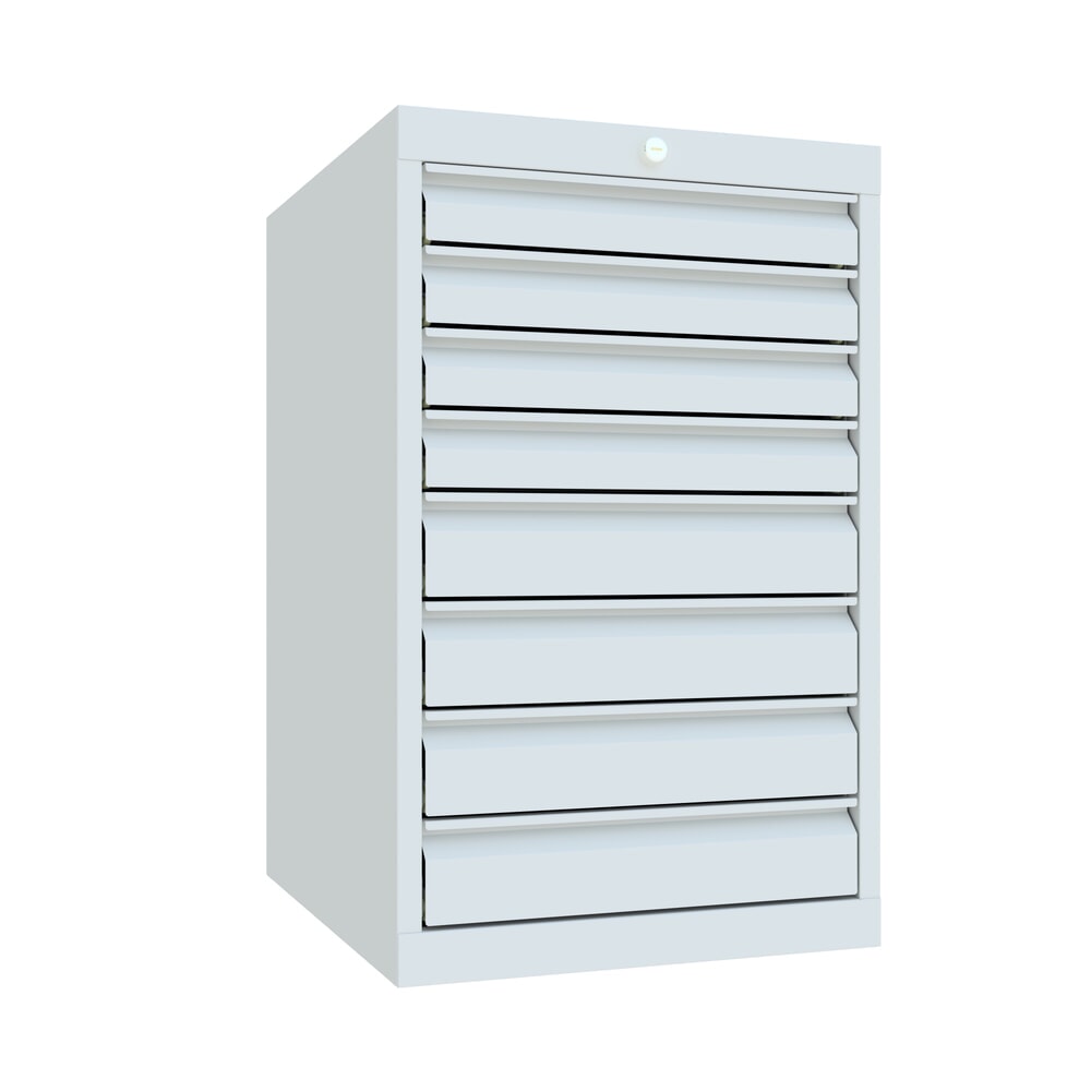 Produktabbildung Nr. 1: PAVOY Schubladenschrank, Höhe 800 mm, Schubladen 4x70 + 4x100 mm, Breite 500 mm, lichtgrau, lichtgrau