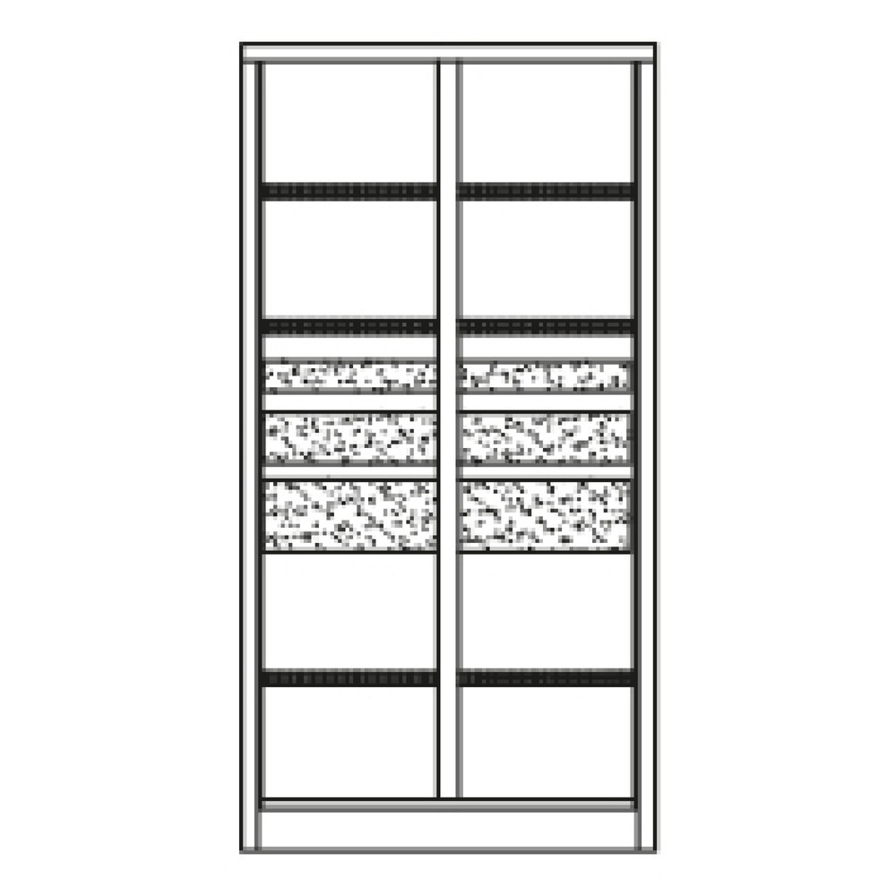 Produktabbildung Nr. 7: PAVOY Schwerlastschrank Premium mit Mittelwand, 6 Fachböden + Schubladen 2x75 + 2x125 + 2x175 mm, himmelblau, lichtgrau
