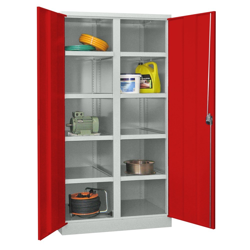Produktabbildung: PAVOY Schwerlastschrank Premium mit Mittelwand, 8 Fachböden, himmelblau, lichtgrau