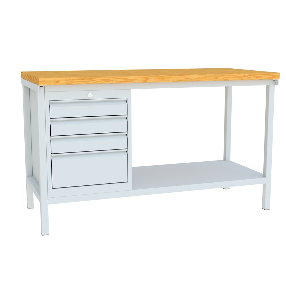 Produktabbildung Nr. 2: PAVOY Werktisch mit Schubladenblock, HxBxT 900 x 1.500 x 700 mm, lichtgrau, lichtgrau