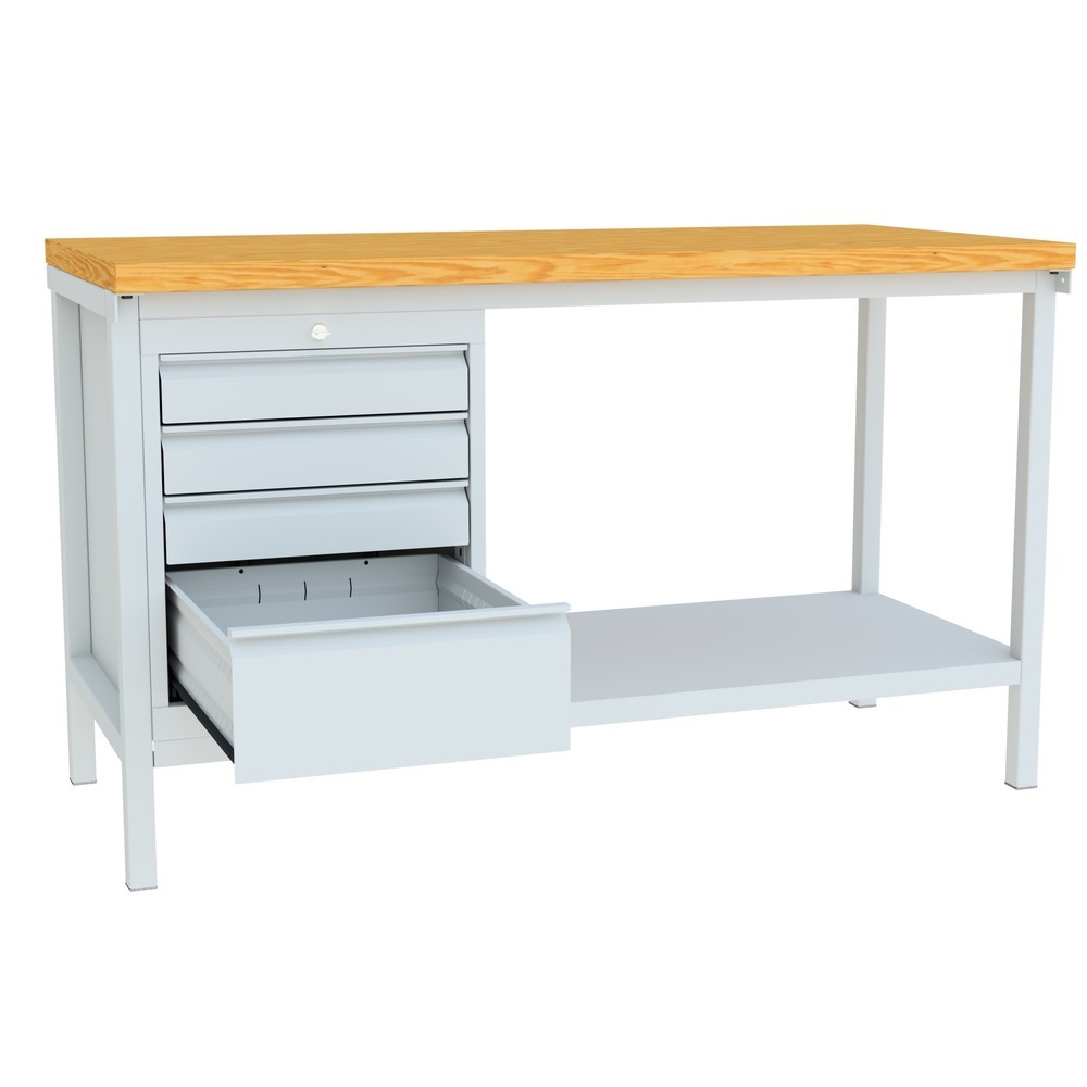 Produktabbildung Nr. 3: PAVOY Werktisch mit Schubladenblock, HxBxT 900 x 1.500 x 700 mm, lichtgrau, lichtgrau