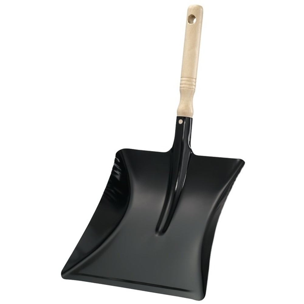 Illustration du produit: Pelle à poussière avec manche en bois métal laqué en noir Lame L220xl.230 mm
