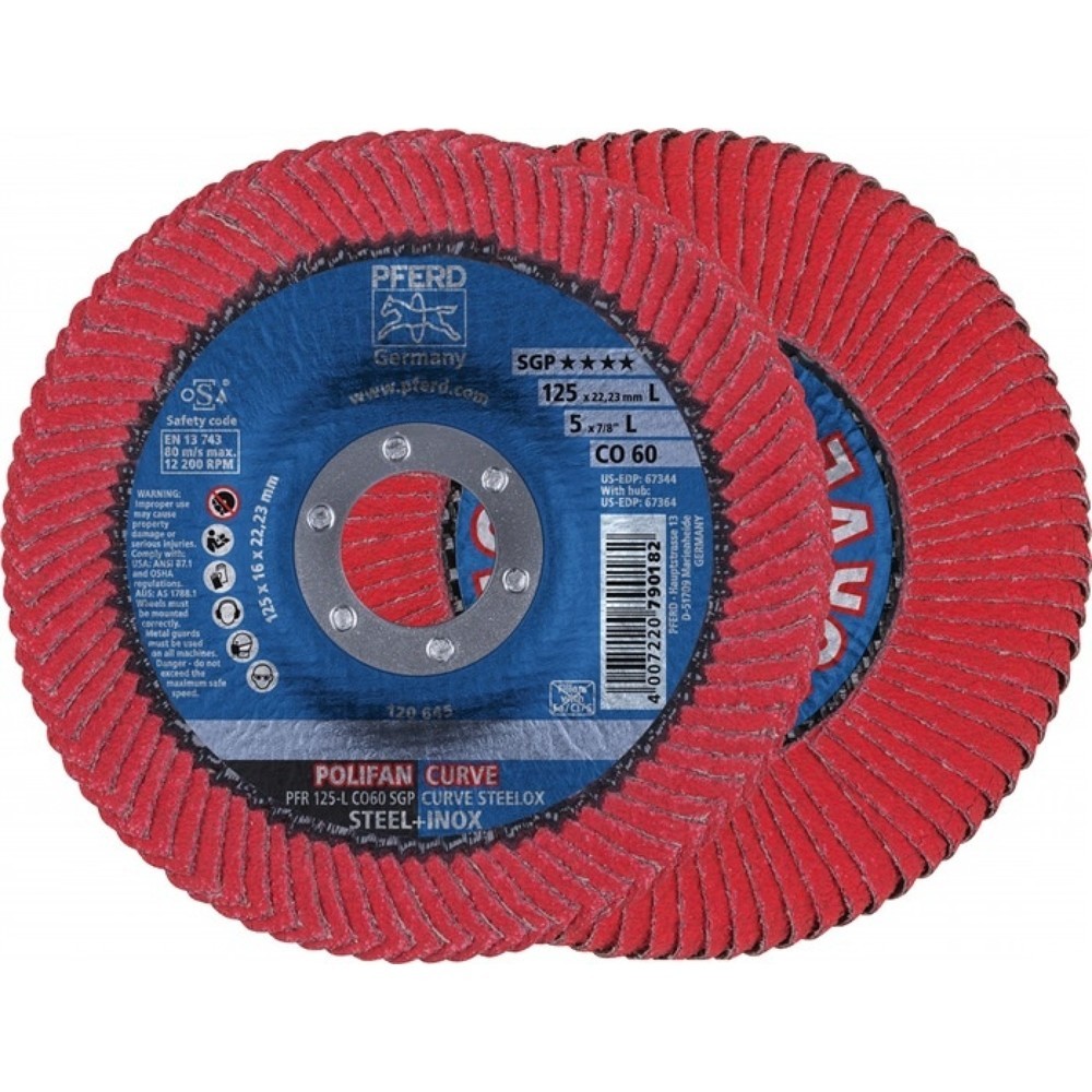 Produktabbildung: Fcherscheibe POLIFAN CO SGP CURVE STEELOX D125mm K60 kon Keramikkorn L