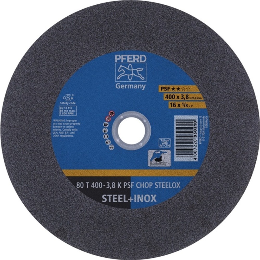 Produktabbildung Nr. 2: PFERD Trennscheibe PSF CHOP STEELOX D400x3,8mm ger.Stahl/INOX Bohr.25,4mm