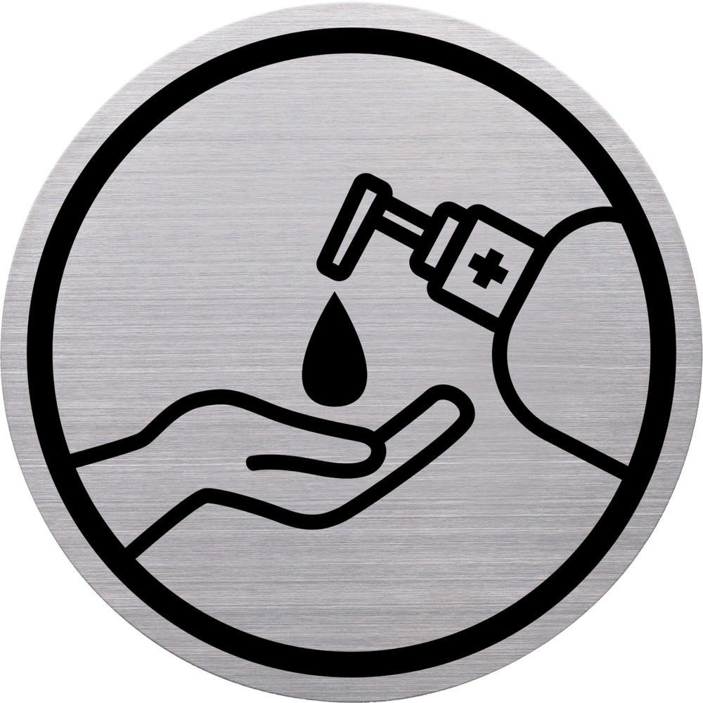 Produktabbildung Nr. 1: Pictogramme « désinfecter les mains », acier inoxydable, Ø 115 mm