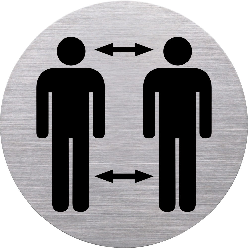 Produktabbildung Nr. 1: Pictogramme « Keep Distance », acier inoxydable, Ø 115 mm