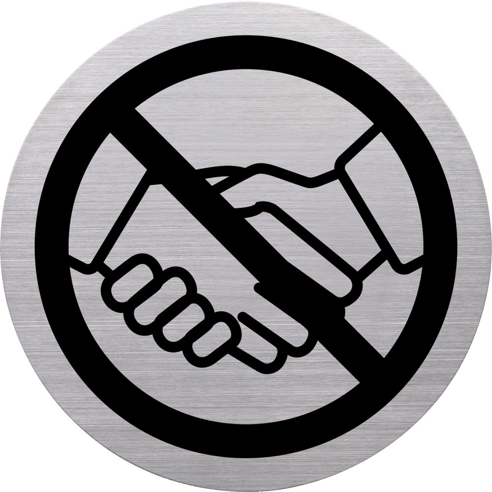 Produktabbildung Nr. 1: Pictogramme « Sans serrer les mains », acier inoxydable, Ø 115 mm