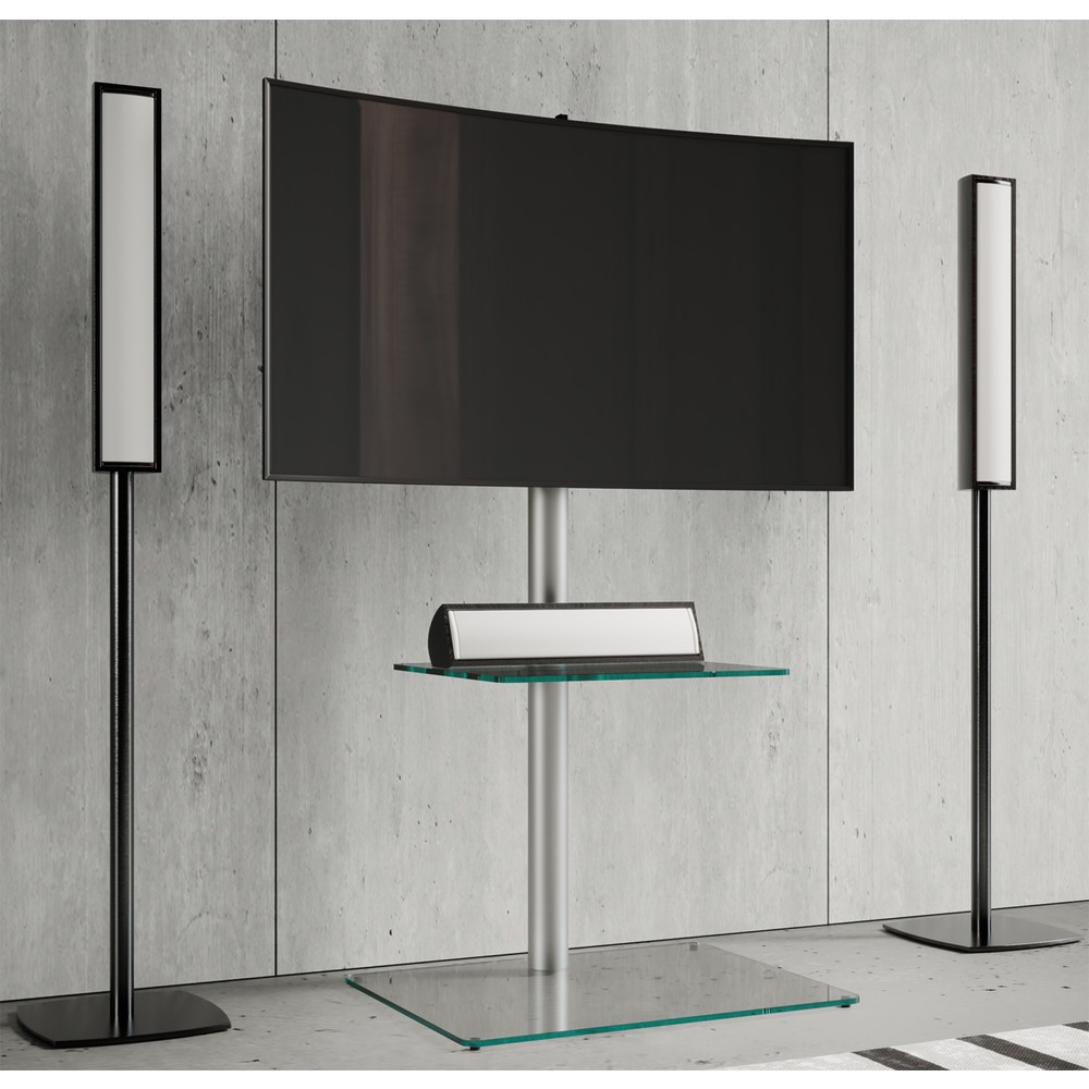 Produktabbildung Nr. 2: Pied TV Alani avec plateau intermédiaire, couleur argent