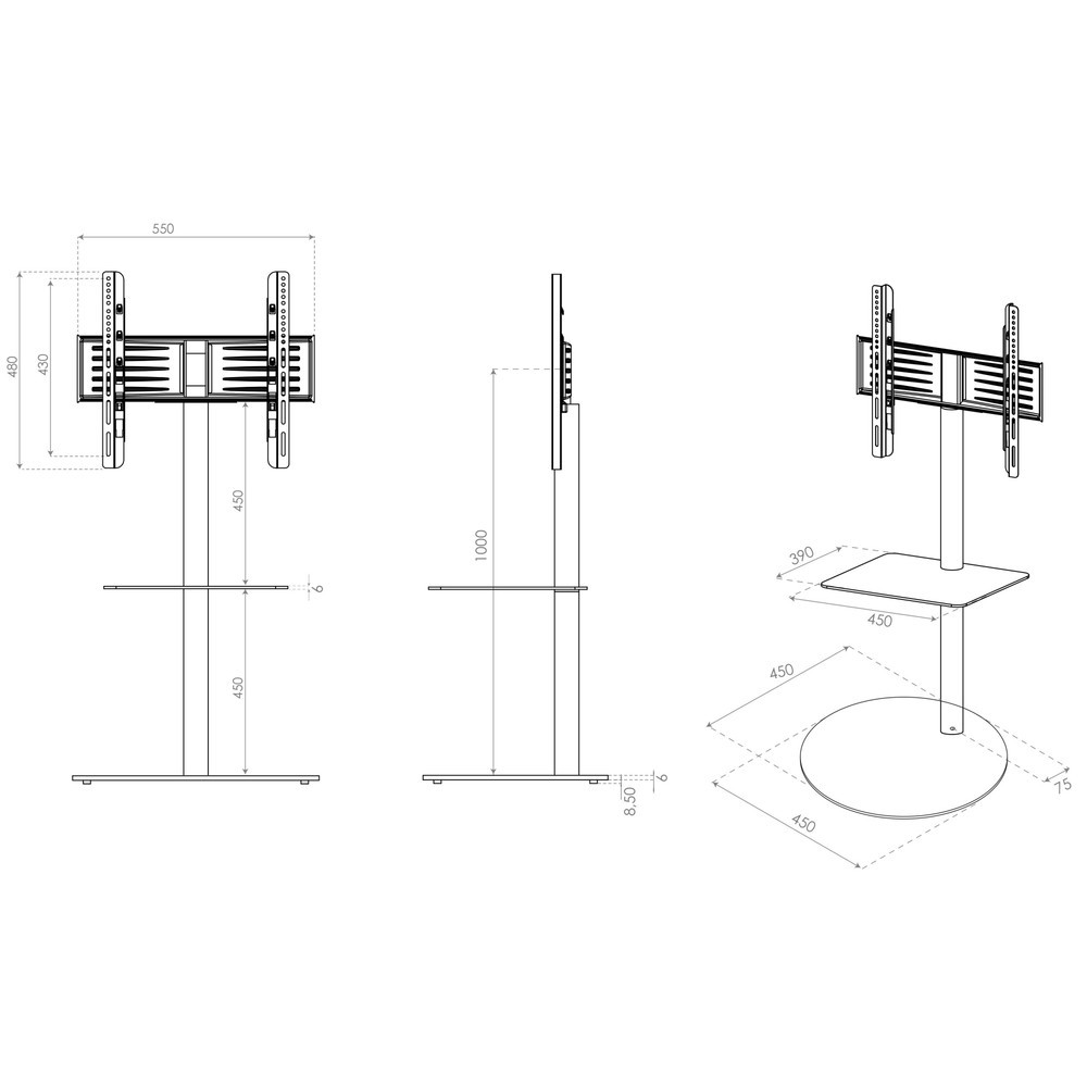Produktabbildung Nr. 5: Pied TV Cirla avec plateau intermédiaire, blanc