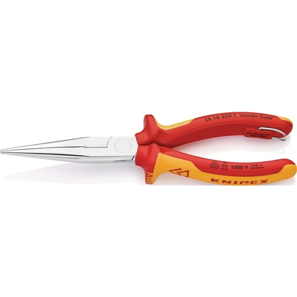 Produktabbildung Nr. 1: Pince à becs plats, ronds longueur 200 mm droite VDE plongée isolée KNIPEX