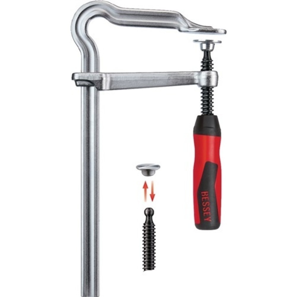 Illustration du produit: Serre-joints tout acier OMEGA envergure 200 mm col de cygne 100 mm Poignée bicom