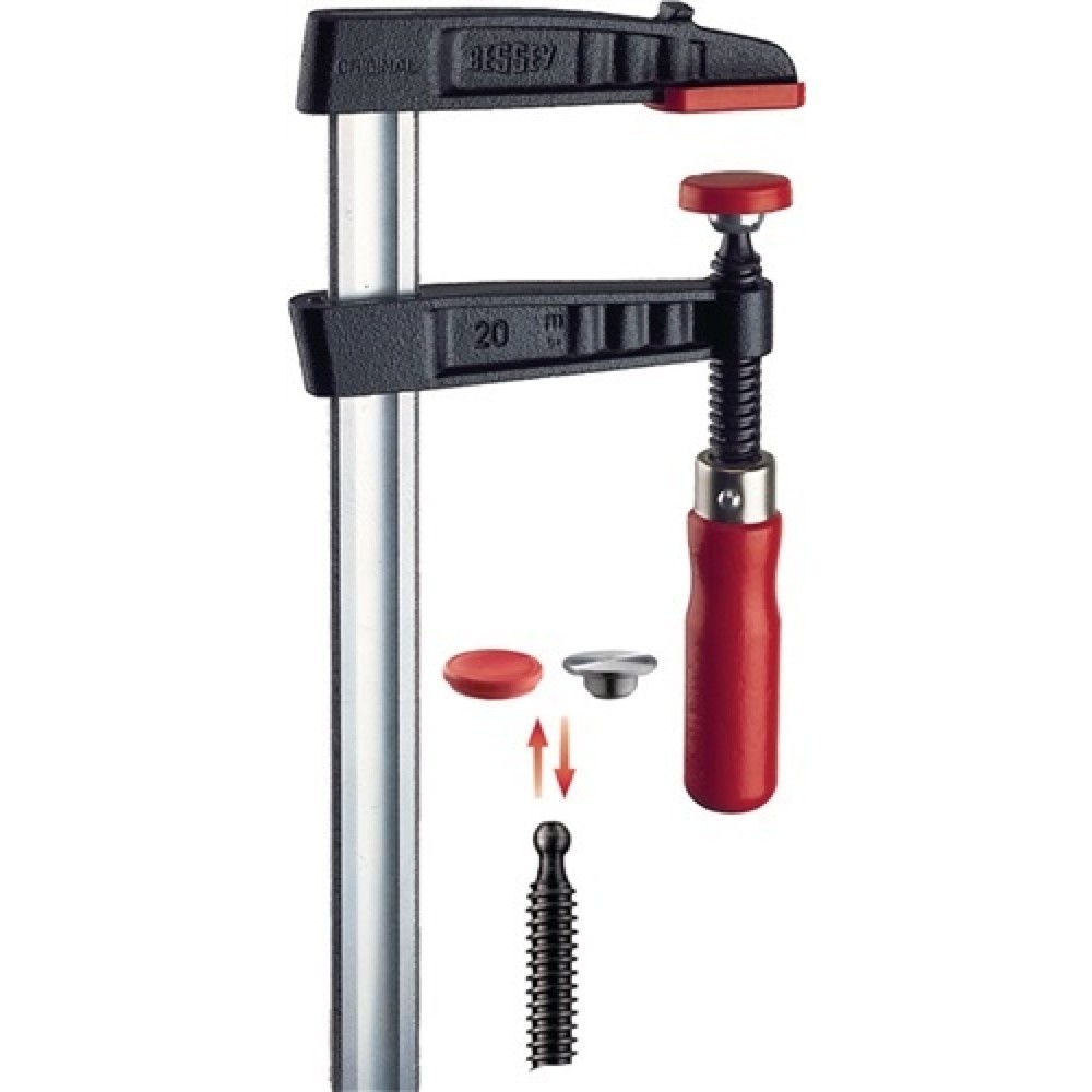 Illustration du produit: Serre-joint en fonte malléable TG envergure 100 mm col de cygne 50 mm manche en