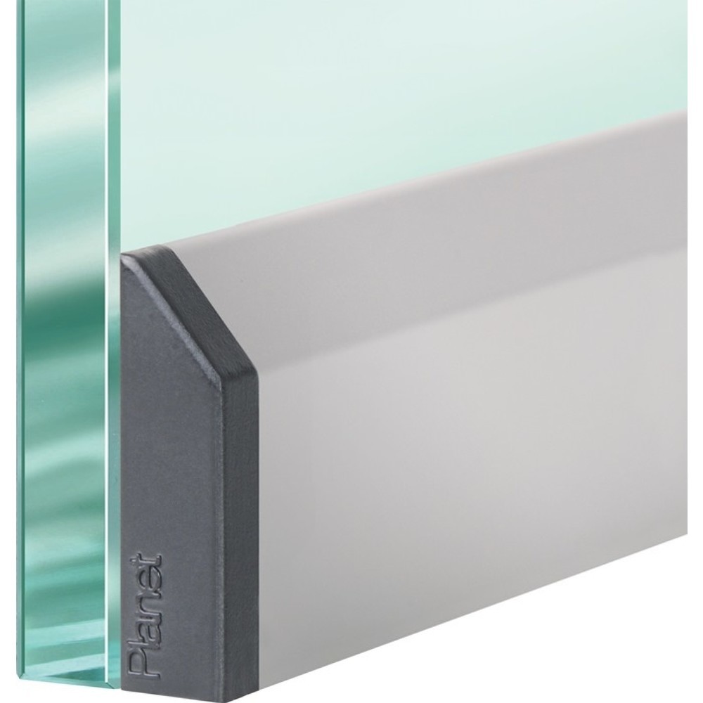 Illustration du produit: PLANET Türdichtung KG-SM-Set schmal, Aluminium silberfarben eloxiert, 1-seitig Länge 834 mm, Glastüren