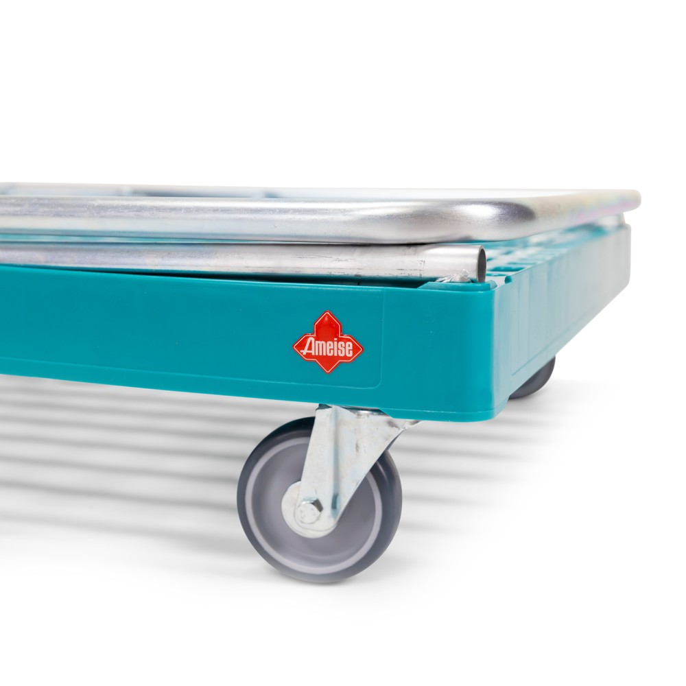 Produktabbildung Nr. 5: Ameise® Plateau à roulettes avec dossier de poussée, capacité de charge 300 kg, 2 roues fixes et 2 roues directrices
