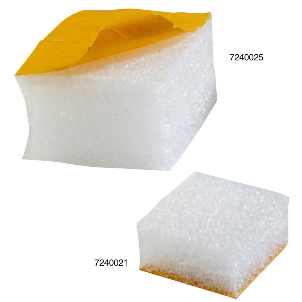 Produktabbildung: Polsterschutz, selbstklebend, 50 x 50 x 25 mm, weiss, stark haftend, 1 VE = 2000 Stk