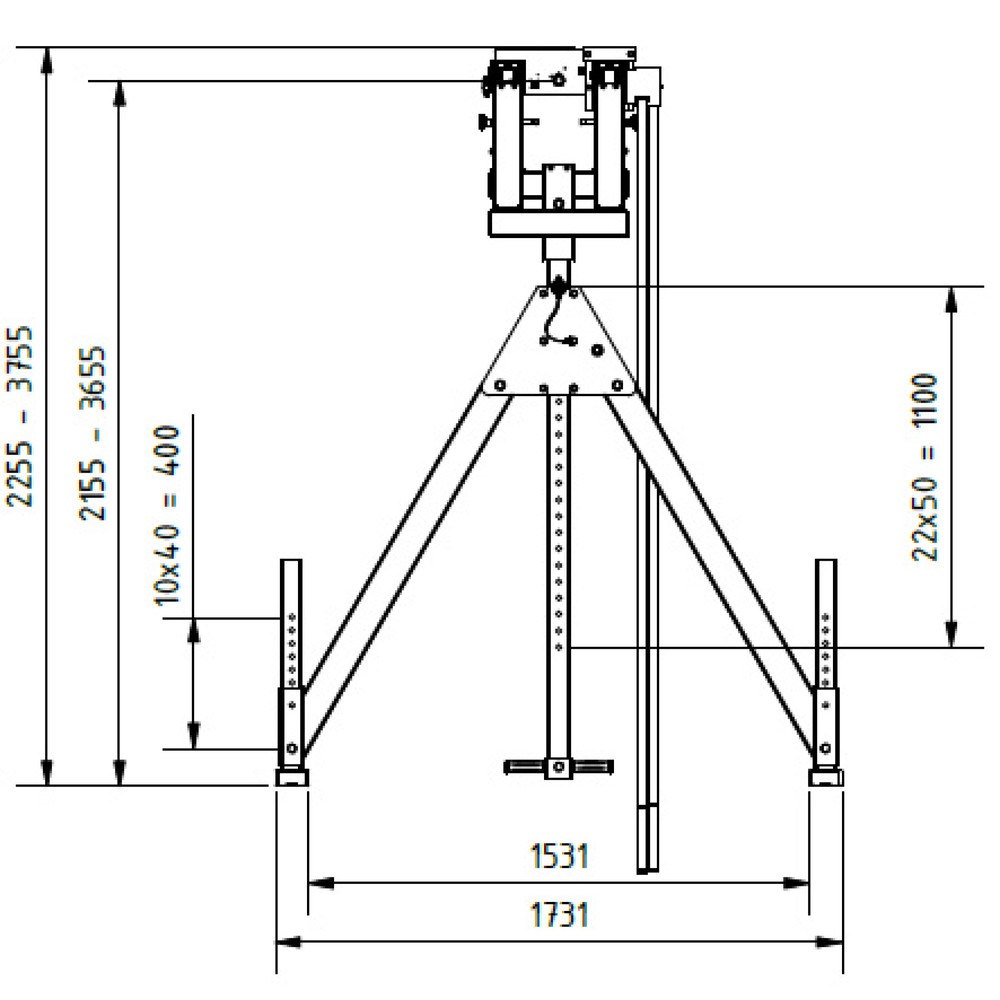 Produktabbildung Nr. 7: Portique de levage SCHILLING en aluminium avec double traverse divisible, point d'accrochage 2 155 -3 655 mm, longueur 4 000 mm, capacité de charge 1 500 kg