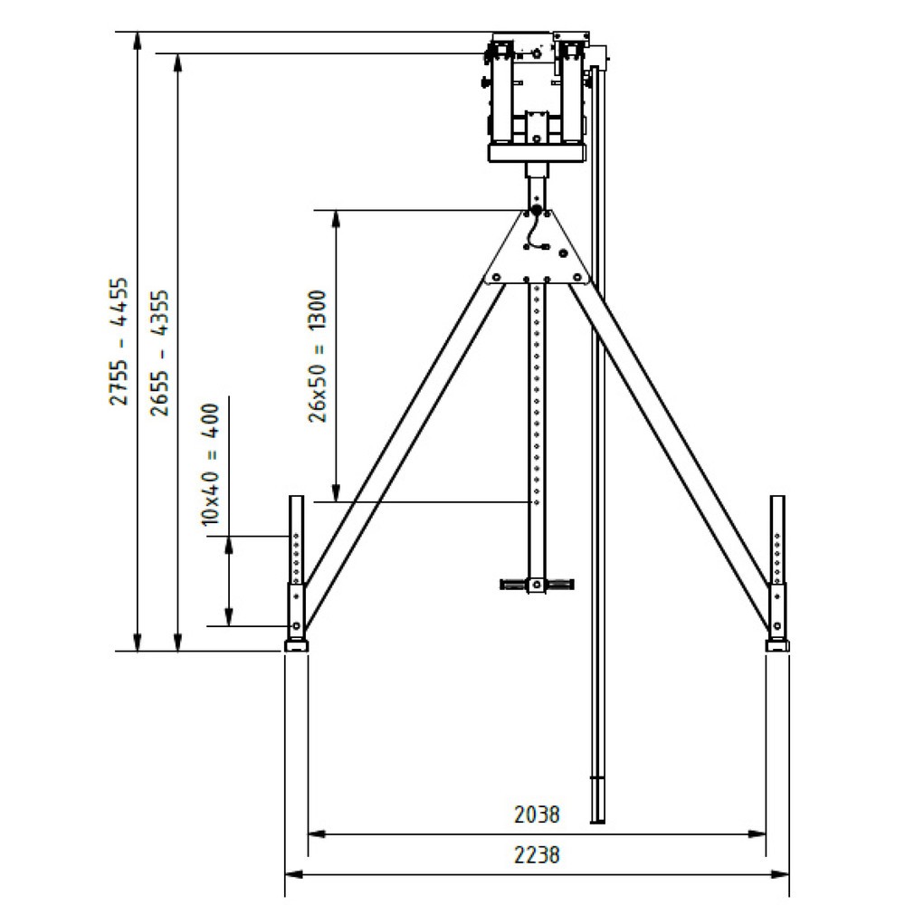 Produktabbildung Nr. 7: Portique de levage SCHILLING en aluminium avec double traverse divisible, point d'accrochage 2.655-4.355 mm, longueur 4.000 mm, capacité de charge 1.000 kg