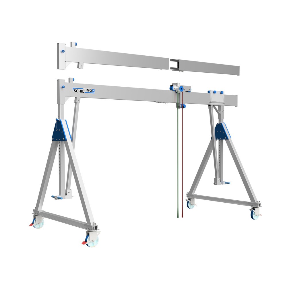 Illustration du produit: Portique en aluminium Grue séparable, mobile, point de montage 1.699-2.099 mm, longueur 4.000 mm, capacité de charge 1.000 kg