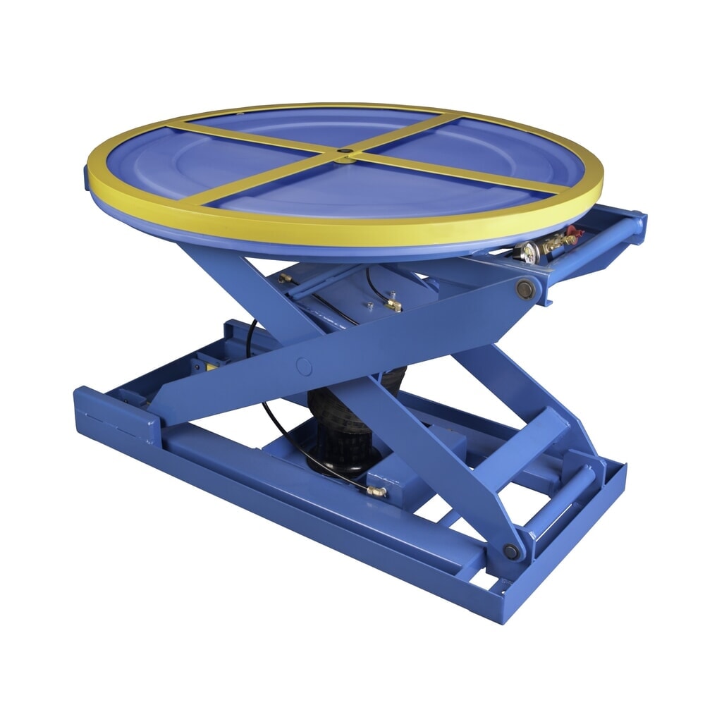 Illustration du produit: Bishamon Positionneur pour palettes à ciseaux à air comprimé équipé d’une plate-forme pivotante, capacité de charge 1400 kg, Ø 1092 mm