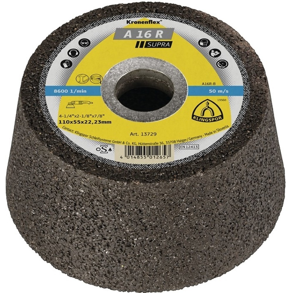 Illustration du produit: Meule boisseau A16 R 100/55 mm acier 16 perçage 22,23 mm KLINGSPOR
