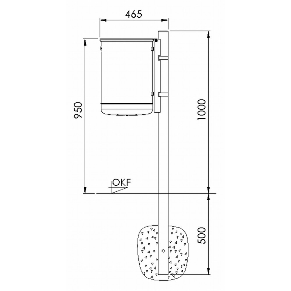 Produktabbildung Nr. 2: RENNER Poteau de fixation pour poubelle en acier, 50 litres, à bétonner, revêtu par poudrage