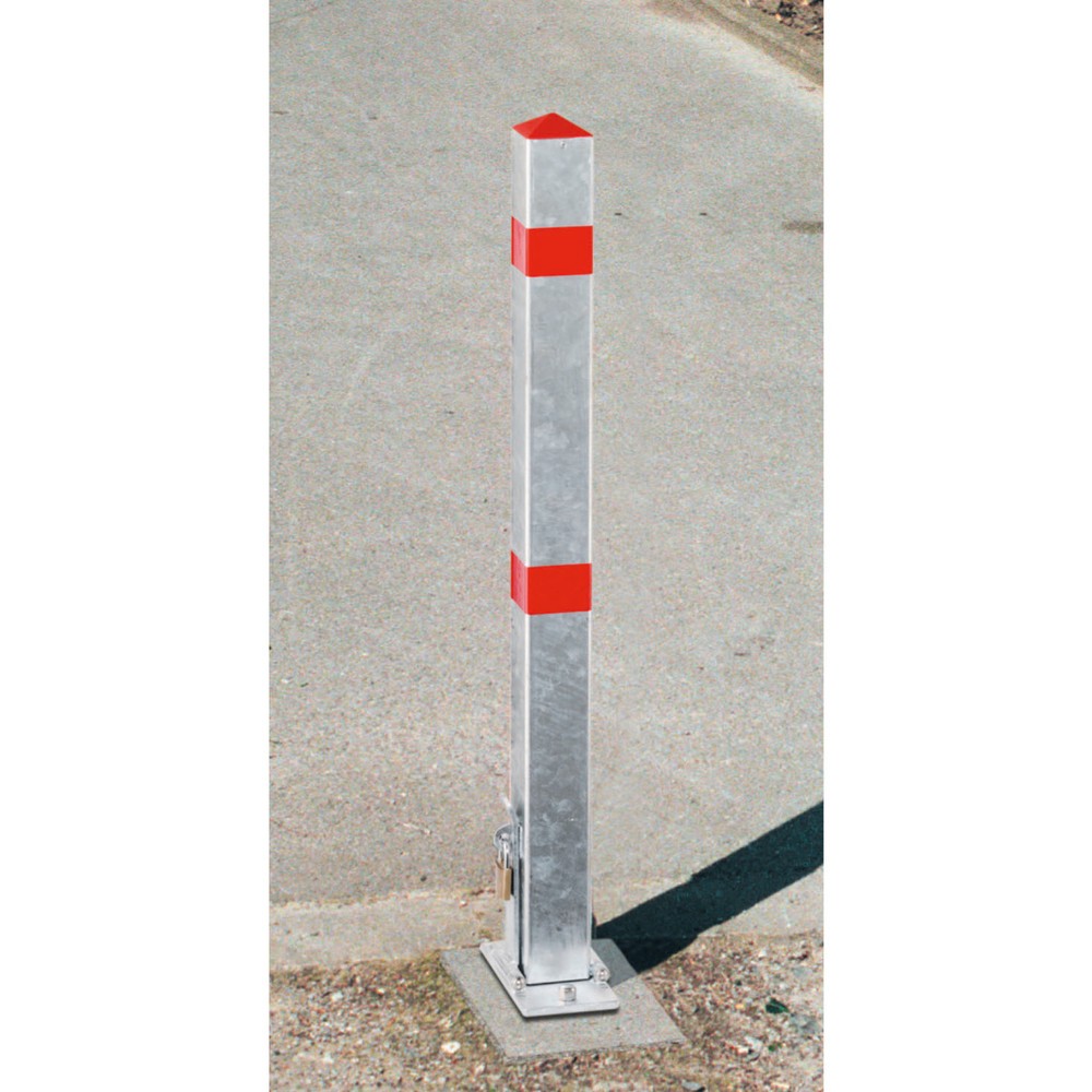 Illustration du produit: Poteau de parking, rabattable, carré 70 x 70 mm à cheviller, rouge