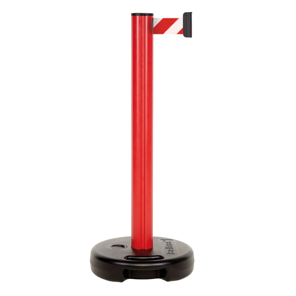 Produktabbildung Nr. 1: Poteau de Sangle extérieur en Plastique, longueur du Sangle 3,7 m, poteau rouge, Sangle rouge/blanc
