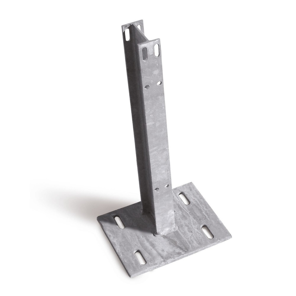 Illustration du produit: Poteau en acier IPE pour barrières de sécurité, avec plaque de base pour fixation au sol