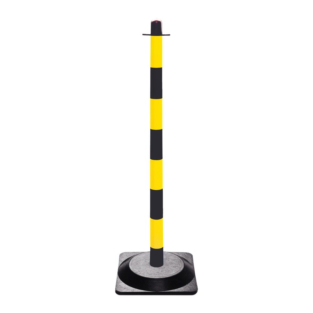 Produktabbildung Nr. 1: Potelet à chaîne simple, pied en caoutchouc rigide (carré), noir/jaune