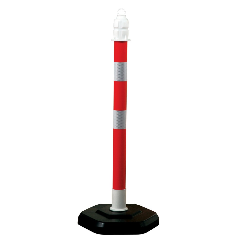 Illustration du produit: Potelet d’avertissement à chaîne, Ø 63 mm, rouge/rétro-réfléchissant