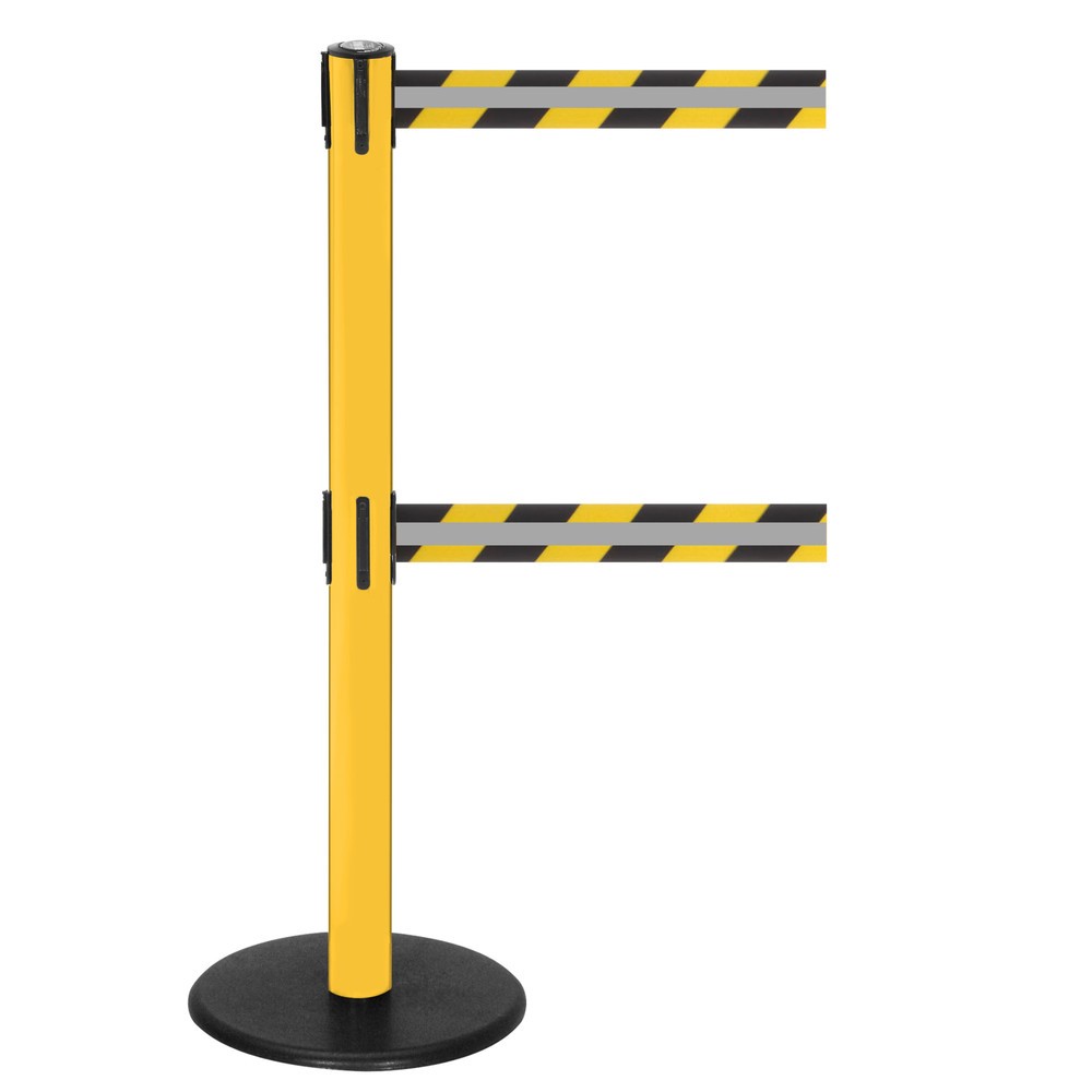 Produktabbildung Nr. 1: Potelet de délimitation à double sangle RS-GUIDESYSTEMS® GLA 95-E REFLECTO, longueur 2,3 m, largeur 50 mm, potelet jaune, sangle noir/jaune