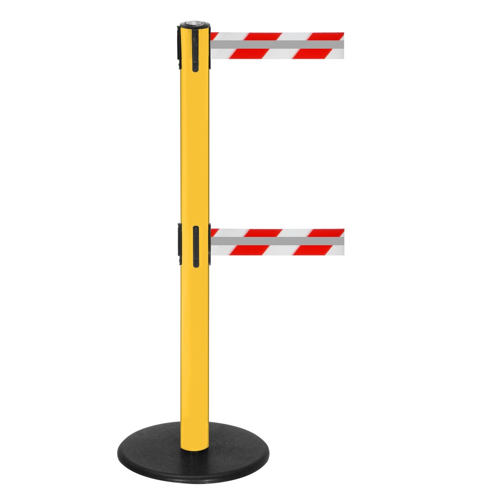 Produktabbildung Nr. 1: Potelet de délimitation à double sangle RS-GUIDESYSTEMS® GLA 95-E REFLECTO, longueur 3,5 m, largeur 50 mm, potelet jaune, sangle rouge/blanc