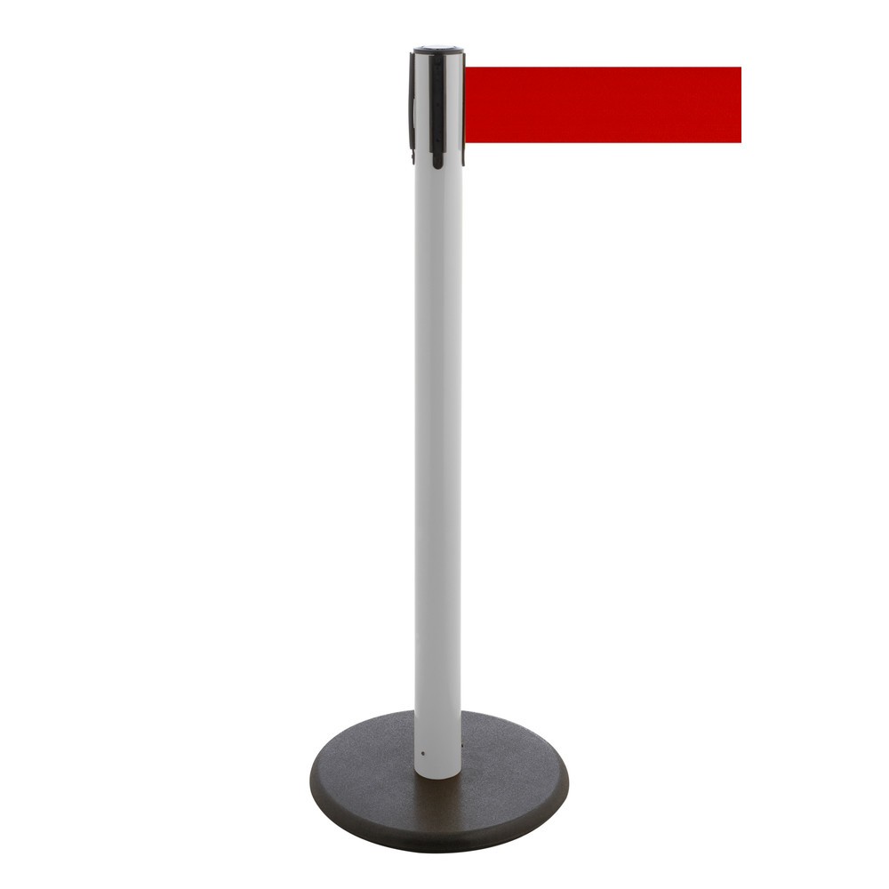 Produktabbildung Nr. 1: Potelet de délimitation à sangle RS-GUIDESYSTEMS®, socle en fonte, largeur de sangle 100 mm, blanc, rouge, 2,3 m