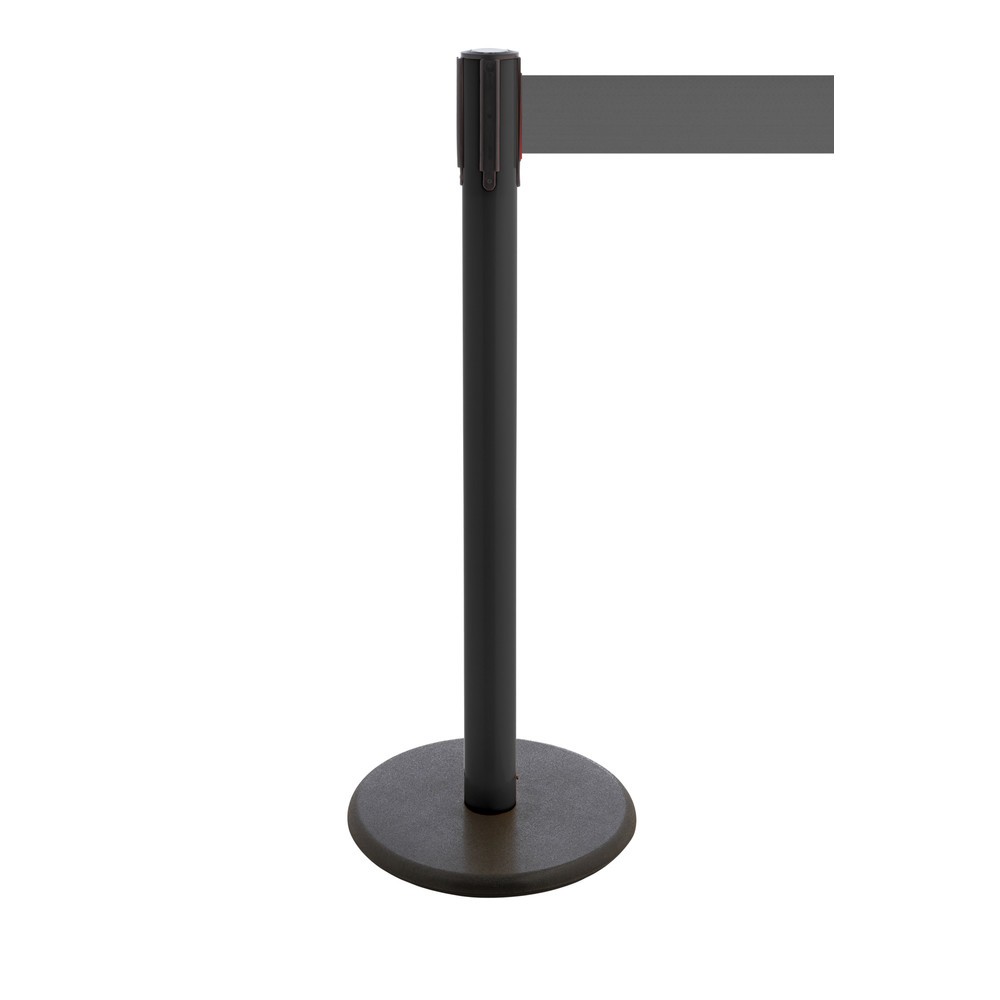 Produktabbildung Nr. 1: Potelet de délimitation à sangle RS-GUIDESYSTEMS®, socle en fonte, largeur de sangle 100 mm, noir, gris, 3,8 m