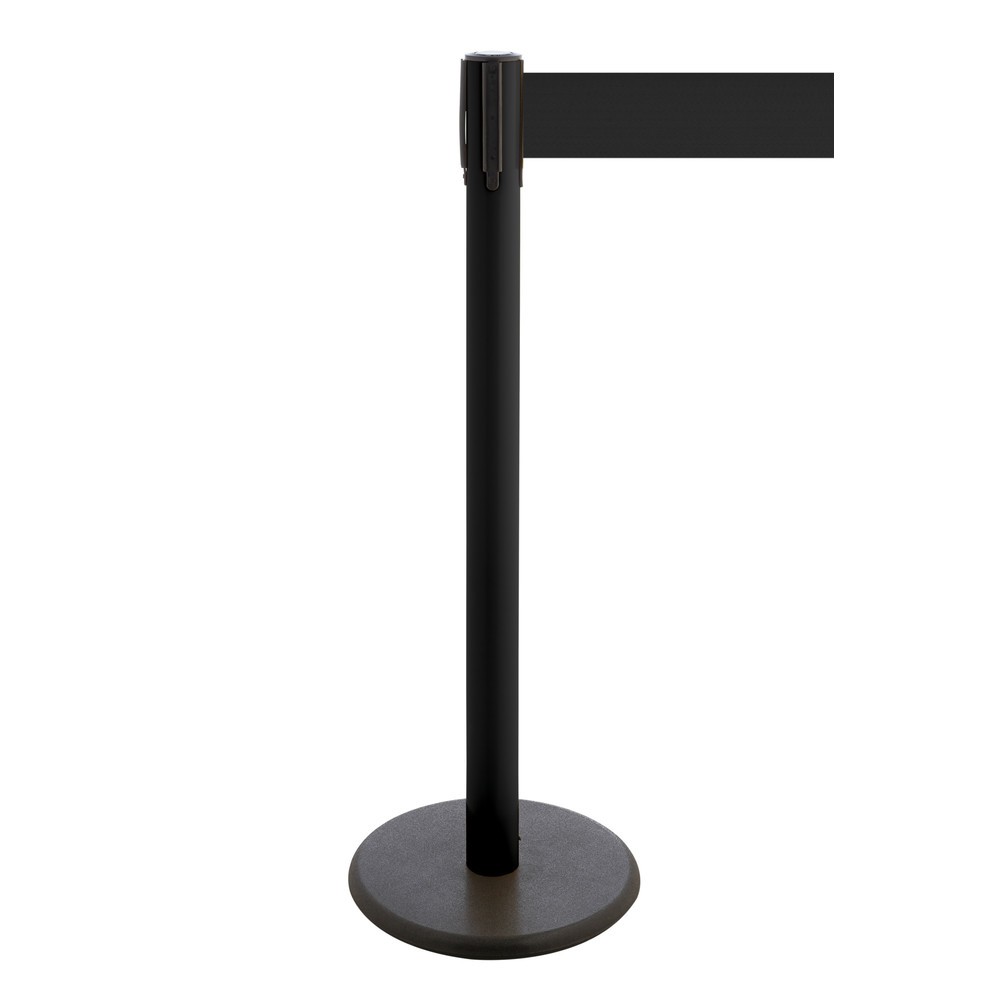 Produktabbildung Nr. 1: Potelet de délimitation à sangle RS-GUIDESYSTEMS®, socle en fonte, largeur de sangle 100 mm, noir, noir, 2,3 m
