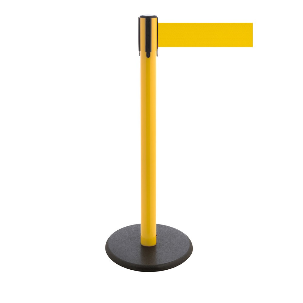 Produktabbildung Nr. 1: Potelet de délimitation à sangle RS-GUIDESYSTEMS®, socle en fonte, largeur de sangle 100 mm, jaune, jaune, 2,3 m