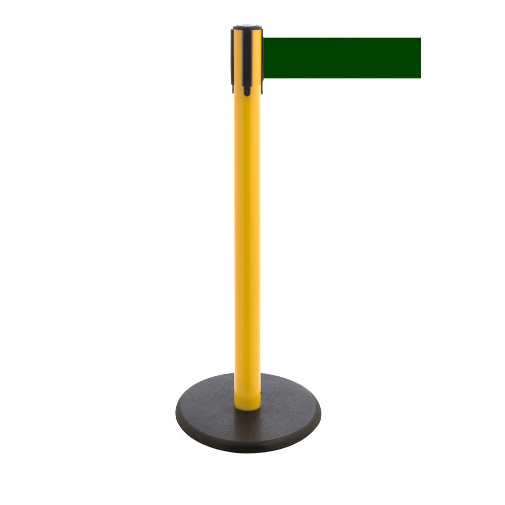 Produktabbildung Nr. 1: Potelet de délimitation à sangle RS-GUIDESYSTEMS®, socle en fonte, largeur de sangle 100 mm, jaune, Vert foncé, 2,3 m