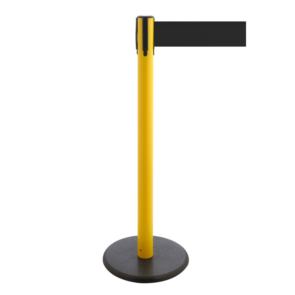 Produktabbildung Nr. 1: Potelet de délimitation à sangle RS-GUIDESYSTEMS®, socle en fonte, largeur de sangle 100 mm, jaune, noir, 2,3 m