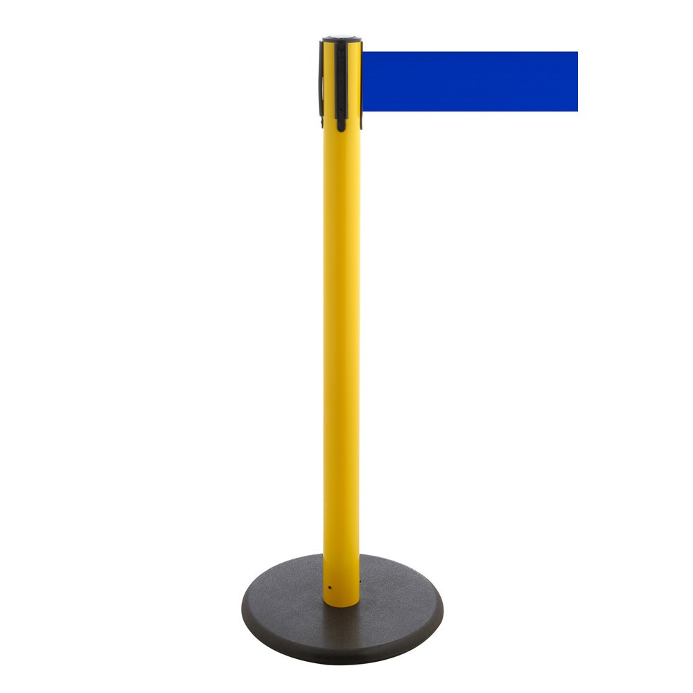 Produktabbildung Nr. 1: Potelet de délimitation à sangle RS-GUIDESYSTEMS®, socle en fonte, largeur de sangle 100 mm, jaune, bleu, 2,3 m
