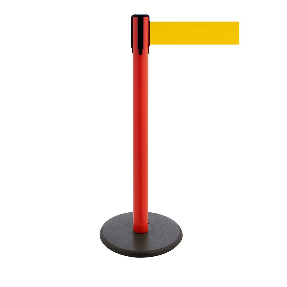 Produktabbildung Nr. 1: Potelet de délimitation à sangle RS-GUIDESYSTEMS®, socle en fonte, largeur de sangle 100 mm, rouge, jaune, 3,8 m