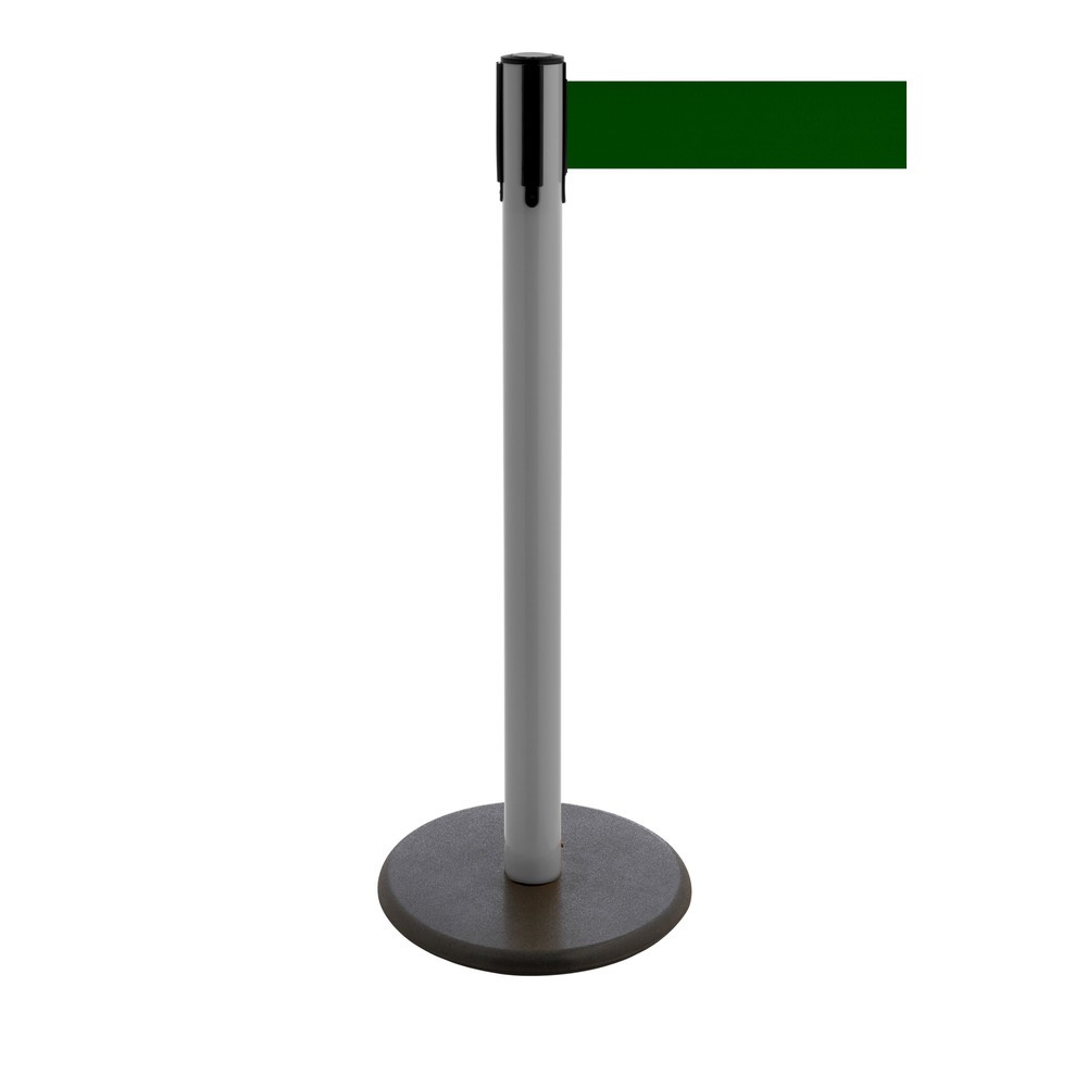 Illustration du produit: Potelet de délimitation à sangle RS-GUIDESYSTEMS®, socle en fonte, largeur de sangle 100 mm, anthracite, Vert foncé, 3,8 m