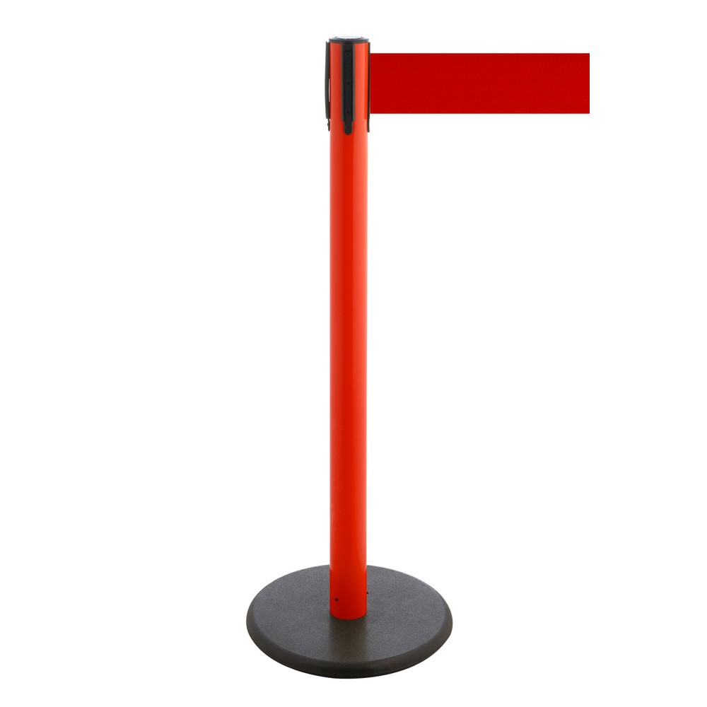 Produktabbildung Nr. 1: Potelet de délimitation à sangle RS-GUIDESYSTEMS®, socle en fonte, largeur de sangle 100 mm, rouge, rouge bourgogne, 3,8 m