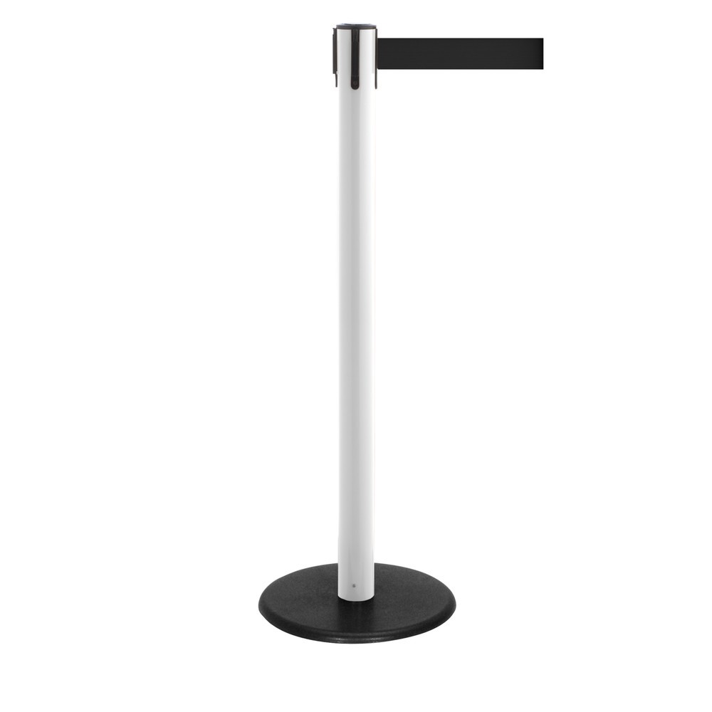 Produktabbildung Nr. 1: Potelet de délimitation à sangle RS-GUIDESYSTEMS®, socle en fonte, largeur de sangle 50 mm, blanc, noir, 2,3 m
