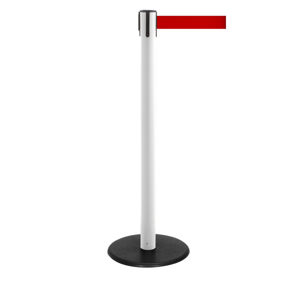 Produktabbildung Nr. 1: Potelet de délimitation à sangle RS-GUIDESYSTEMS®, socle en fonte, largeur de sangle 50 mm, blanc, rouge, 2,3 m