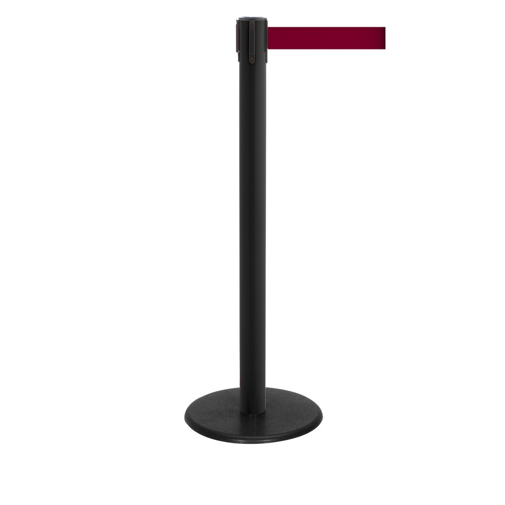 Produktabbildung Nr. 1: Potelet de délimitation à sangle RS-GUIDESYSTEMS®, socle en fonte, largeur de sangle 50 mm, noir, rouge bourgogne, 2,3 m
