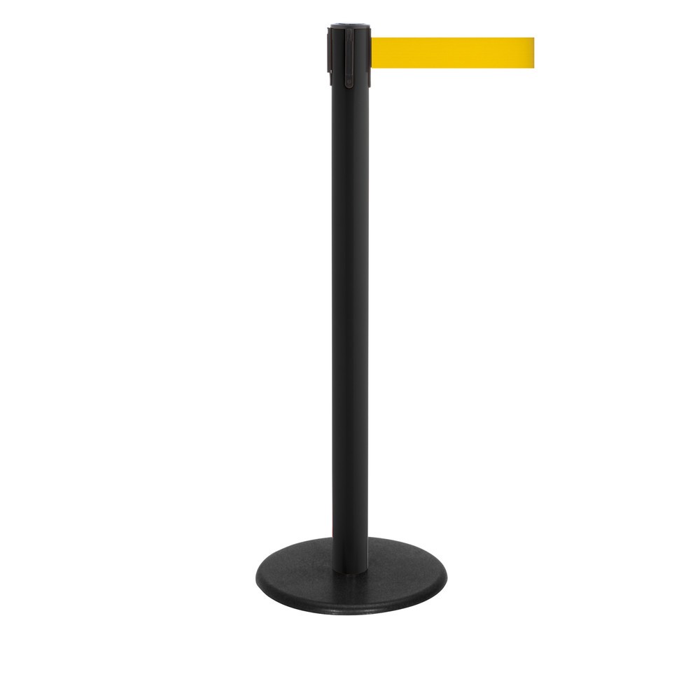 Produktabbildung Nr. 1: Potelet de délimitation à sangle RS-GUIDESYSTEMS®, socle en fonte, largeur de sangle 50 mm, noir, jaune, 4,0 m