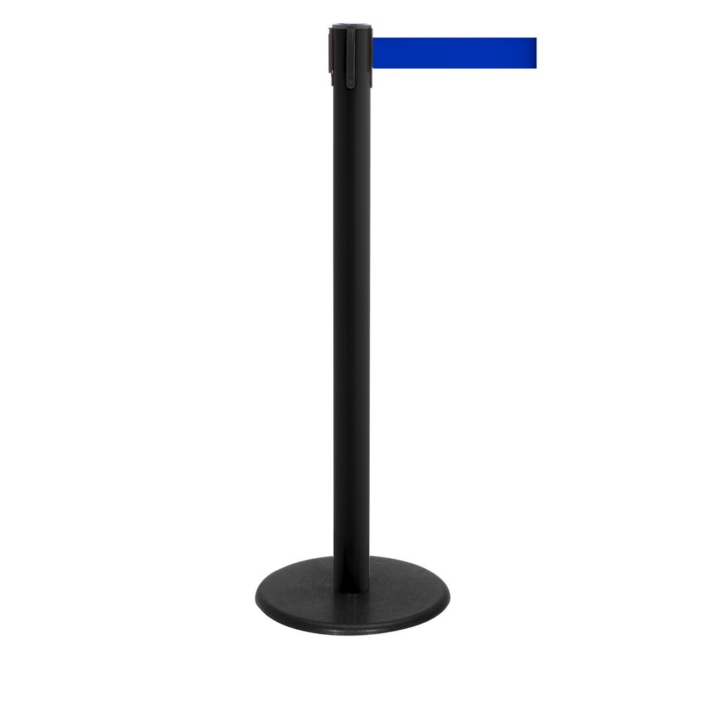 Produktabbildung Nr. 1: Potelet de délimitation à sangle RS-GUIDESYSTEMS®, socle en fonte, largeur de sangle 50 mm, noir, bleu, 4,0 m