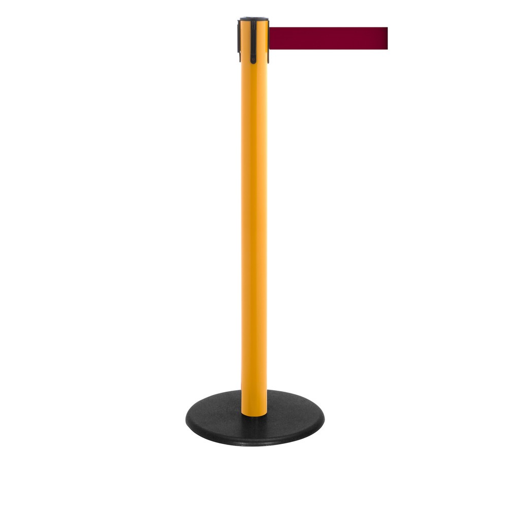 Produktabbildung Nr. 1: Potelet de délimitation à sangle RS-GUIDESYSTEMS®, socle en fonte, largeur de sangle 50 mm, jaune, rouge bourgogne, 4,0 m