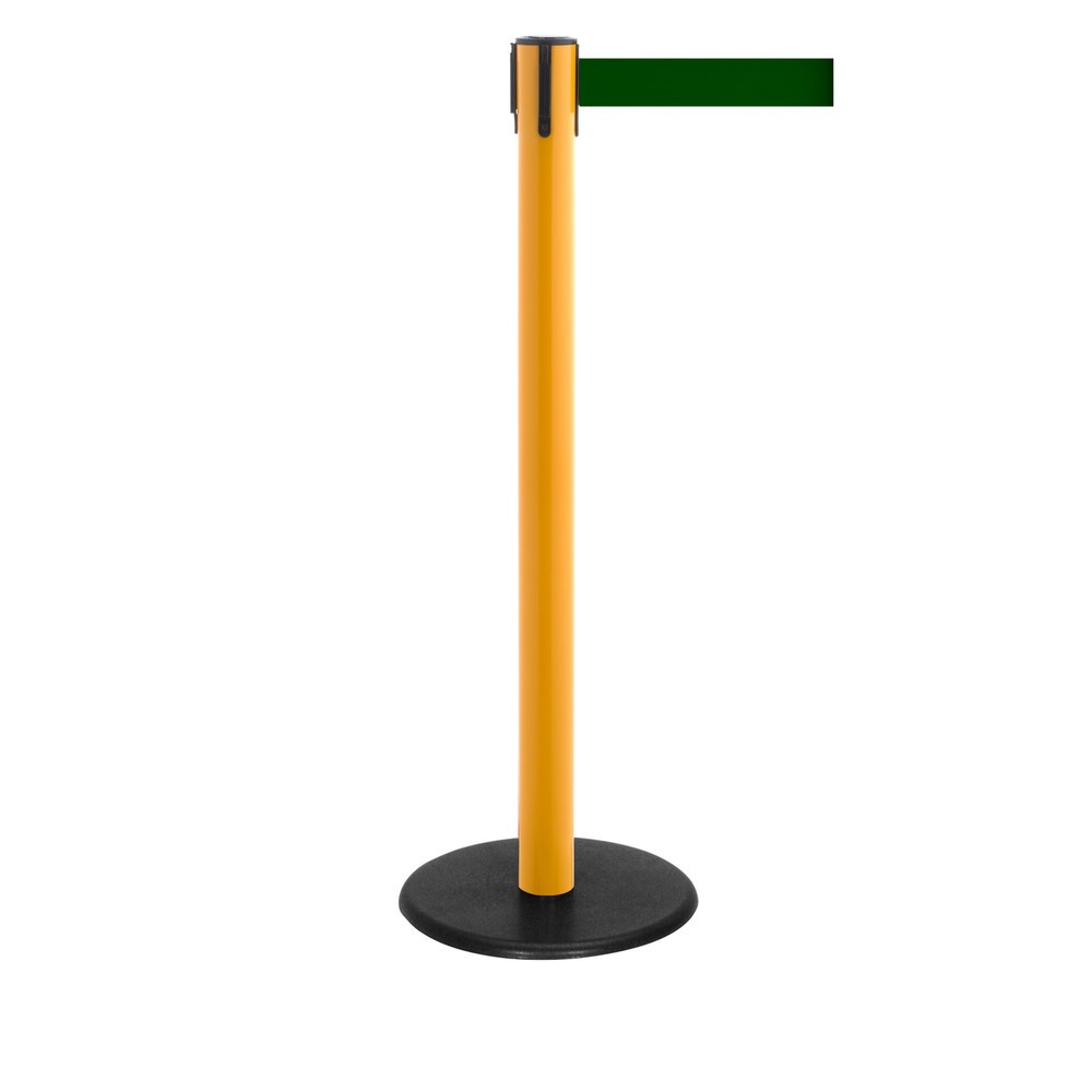 Produktabbildung Nr. 1: Potelet de délimitation à sangle RS-GUIDESYSTEMS®, socle en fonte, largeur de sangle 50 mm, jaune, Vert foncé, 2,3 m