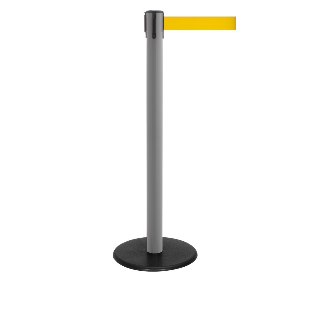 Illustration du produit: Potelet de délimitation à sangle RS-GUIDESYSTEMS®, socle en fonte, largeur de sangle 50 mm, anthracite, jaune, 4,0 m